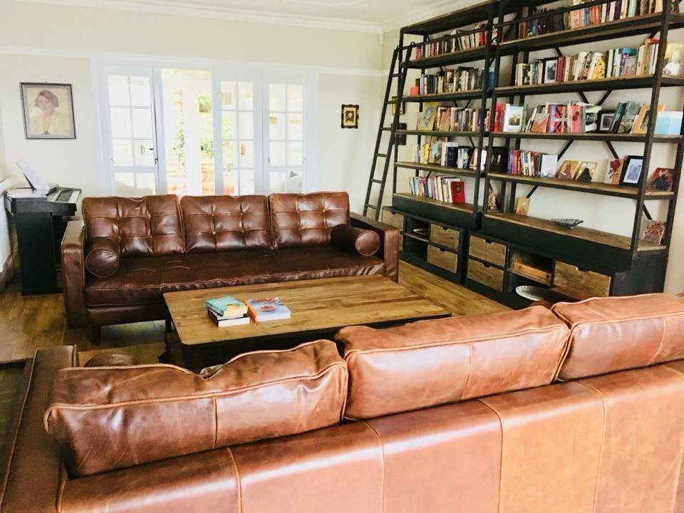 Industrial bookcases with ladder